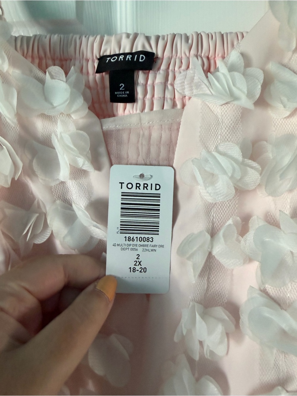 torrid Pale Pink & Cream butterfly Appliqué Party Dress - Picture 3 of 3